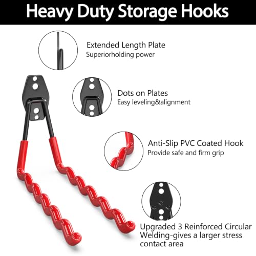 3-H Heavy Duty Garage Hooks, 46 Pack Wall Storage Organizer,Red - Image 5