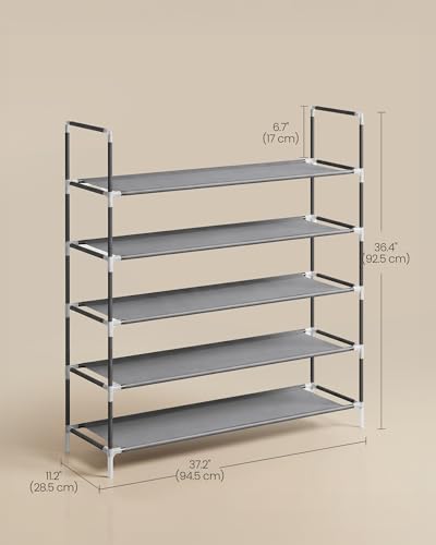SONGMICS HOME Slim Shoe Storage Organizer, 5-Tier Metal Shoe Rack - Image 4