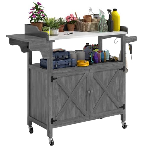 YITAHOME Rolling Potting Bench Outdoor Storage Cabinet - Image 2