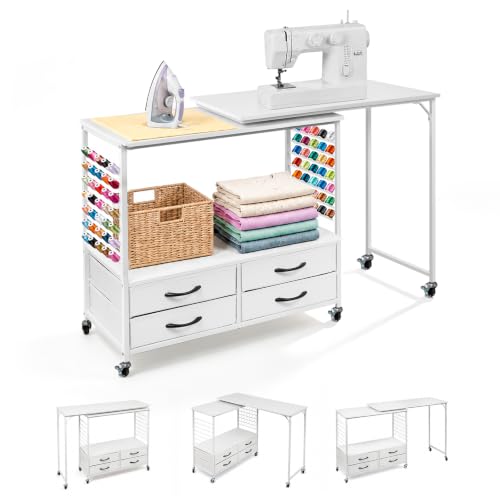Sewing Table with Storage, 46.5'' Folding Sewing Table -70 Pegs - Image 2