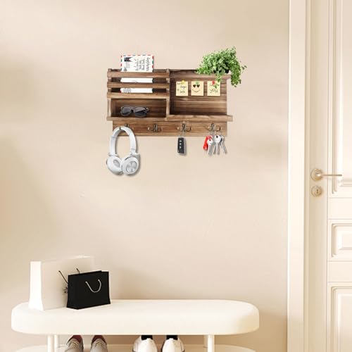 Key Holder Wall Mount, Wood Key and Mail Organizer for Wall - Image 3