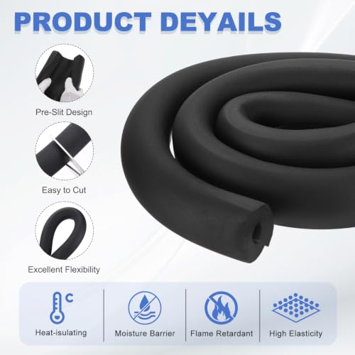uxcell 1-7/8"(48mm) ID x 6.6Ft Pipe Insulation Foam Tube Black - Image 4
