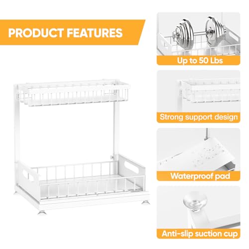 Saydear L-Shaped Under Sink Organizer, 2-Tier Pull-out Cabinet - Image 6