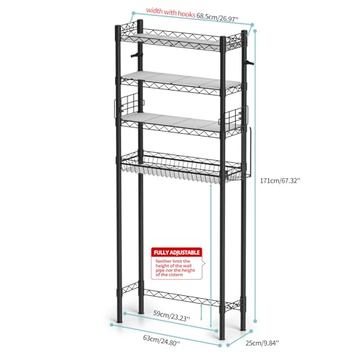 Hodonas Over Toilet Bathroom Organizer, Black - Image 4