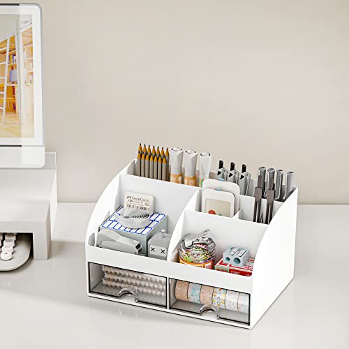 COMFYROOM Desk Organizer with 6 Compartments and 2 Drawers - Image 5