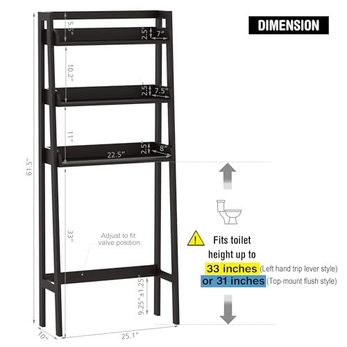UTEX Behind Toilet Bathroom Organizer, 3-Tier Wood Ladder Shelf - Image 4