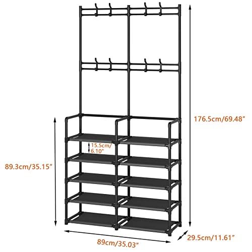 Laiensia 5-Tier Entryway Coat Rack, Coat and Shoe Rack - Image 4