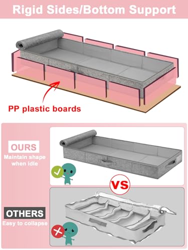 4-In Low Profile Under Bed Storage, Rigid Structure, 2 Pack, Gray - Image 5