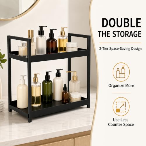 Bathroom Counter Organizer, 2 Tier Black Counter Shelf - Image 6