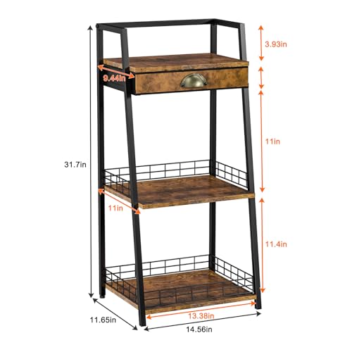 keomaisyto 3-Tier Bathroom Shelves with Canvas Drawer, Floor - Image 4