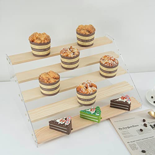 5 Tier Acrylic Display Stand for Figures, Wooden Risers - Image 4