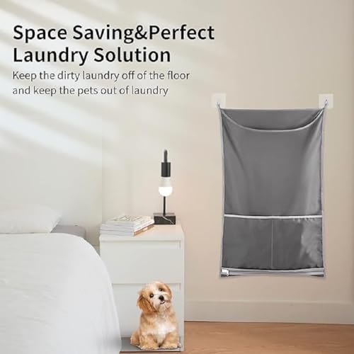 Gray Hanging Laundry Hamper, Over The Door Organizer Bag for Cozy - Image 6