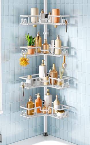 HAMITOR Corner Shower Organizer, 4-Tier Tension Pole | All Products - Image 2