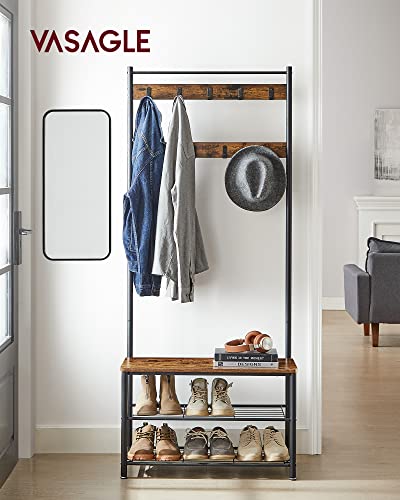 VASAGLE Coat Rack, Hall Tree with Shoe Storage Bench - Image 3