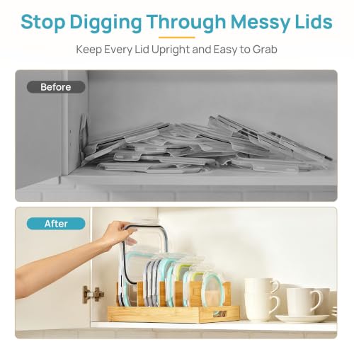 Vtopmart Large Bamboo Lid Organizers with 7 Extra Tall Dividers - Image 5