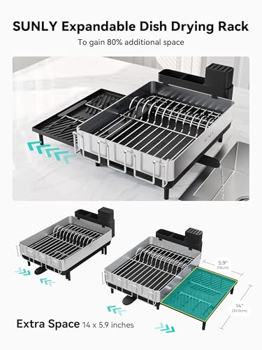 SUNLY Large Dish Drying Rack, Expandable Dish Racks for Kitchen - Image 4