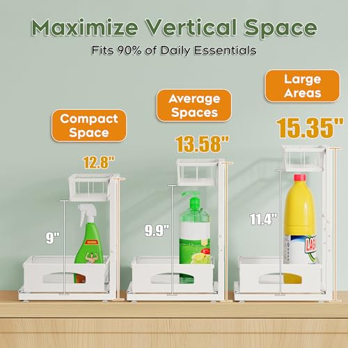 Under Sink Organizer, 2-Pack L-Shaped Metal Pull-Out Drawers - Image 5