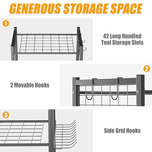 Ultrawall Garden Tool Organizer with Wheels, Yard Tool Storage - Image 4
