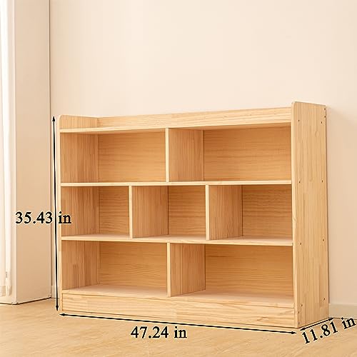 Wooden 7 Compartment Storage Cabinet Organizer Kids 3 Tier Wood - Image 4
