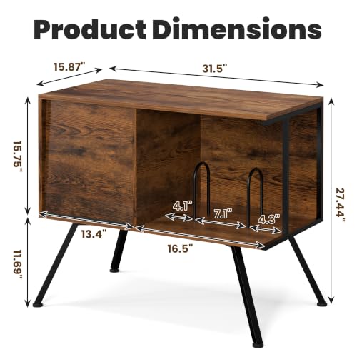 Flip Top Record Player Stand with Vinyl Storage Up to 150 Albums - Image 3