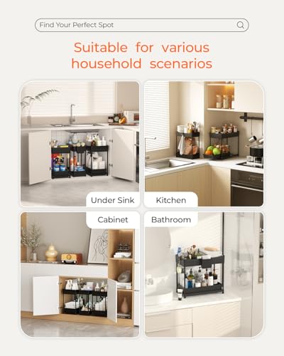 Sevenblue 3-Pack 2-Tier Under Sink Organizers with Sliding Drawers