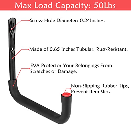 Garage Storage Ladders Hooks, 6 Pack Heavy Duty Utility Hanger - Image 6