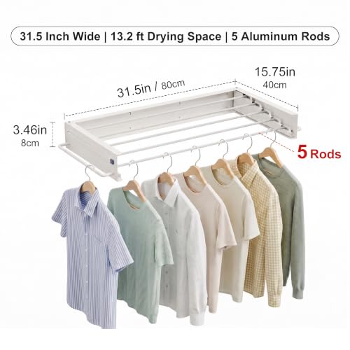 JOOM Wall Mounted Clothes Drying Rack,31.5 Inch Foldable Rack - Image 3
