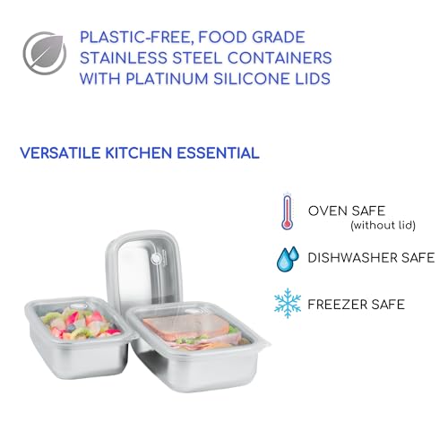 Stainless Steel Food Storage Containers with Clear Platinum - Image 4