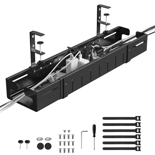 REALINN Under Desk Cable Management Tray Black - Image 2