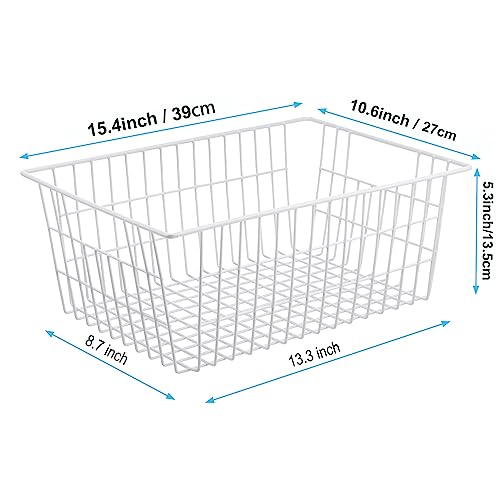Wire Storage Freezer Baskets, Set of 2 Large 15.4" | Home Organization - Image 4