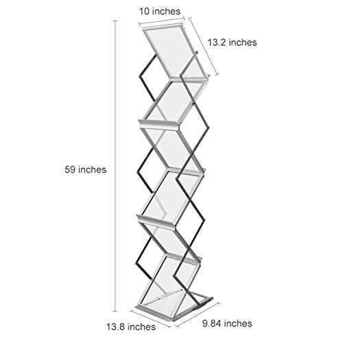 HUAZI Foldable Aluminum Magazine Rack, Portable Pop-up Display - Image 3