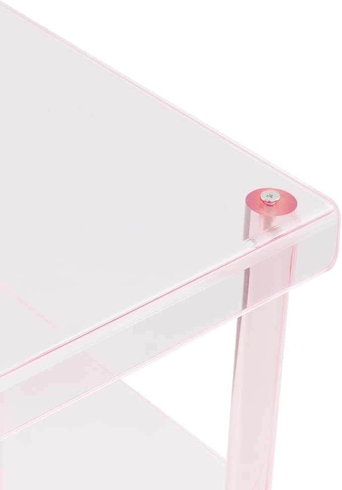 5-Tier Acrylic Shoe Rack in Clear Pink, 22 lbs per Shelf, 5mm Thick Modern Shoe Organizer for Entryway, Living Room, Closet Storage (Pink)