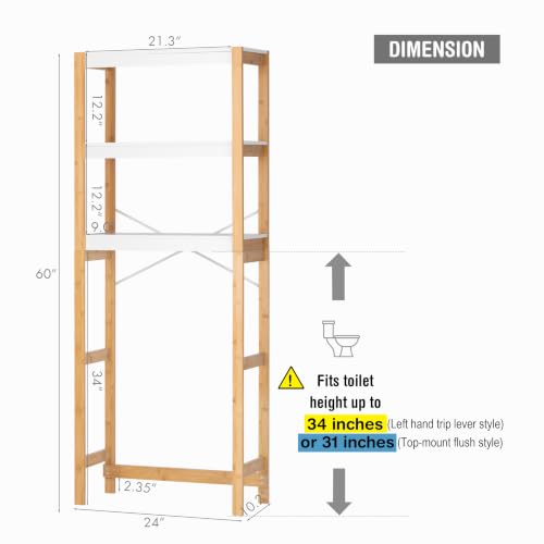 UTEX 3-Tier Over the Toilet Storage Shelf with Bamboo - Image 3