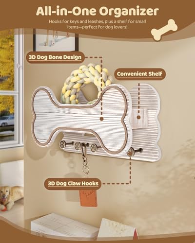 MTERSN Dog Leash Holder for Wall with Key Hooks for Dog - Image 5