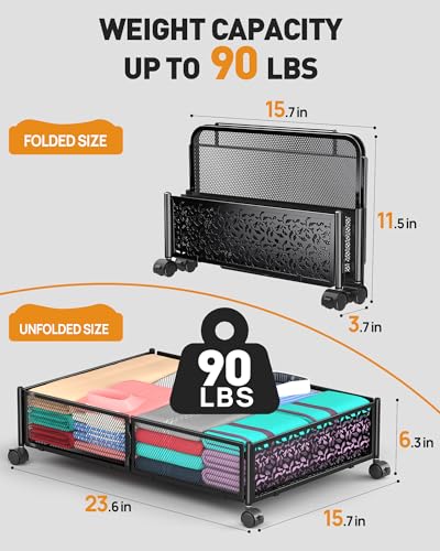 Under Bed Storage With Wheels, 2 Pack Foldable Pattern - Image 3