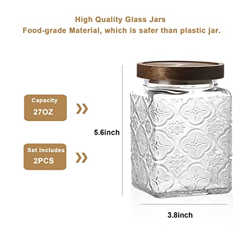 Vintage Glass Airtight Storage Jar Set of 2, With Airtight Wood - Image 3