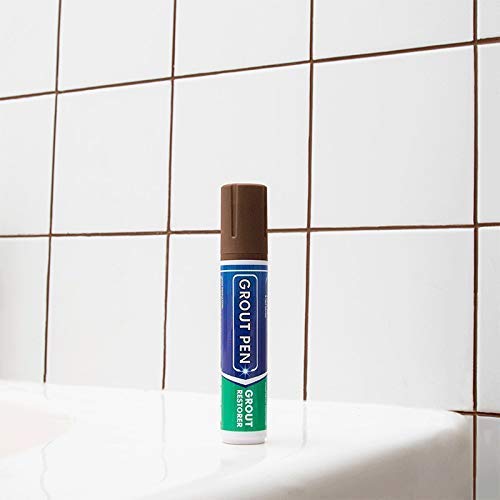 Grout Pen Tile Paint Marker: Brown 2 Pack with Extra Tips (Narrow, 5mm) & Large Brown (Wide, 15mm Tip) - Waterproof Grout Colorant and Sealer Pen to Renew, Repair, and Refresh Tile Grout