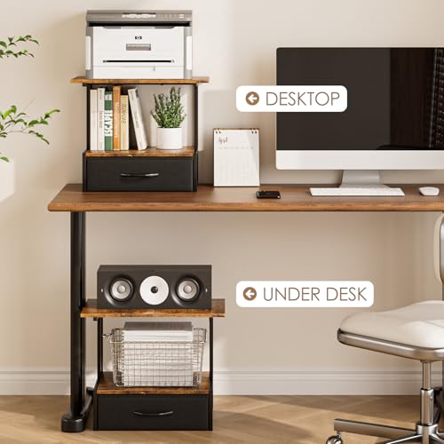 Printer Stand for Desk, Printer Table with Fabric Storage Drawer - Image 7