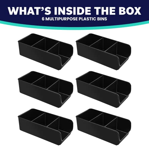 Black Storage Bins for Pantry - 3 Compartment Kitchen Cabinet - Image 3