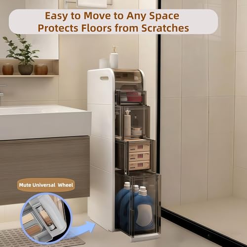 Slim Bathroom Storage Cabinet,7.1in Wide Narrow Gap Cabinet - Image 5