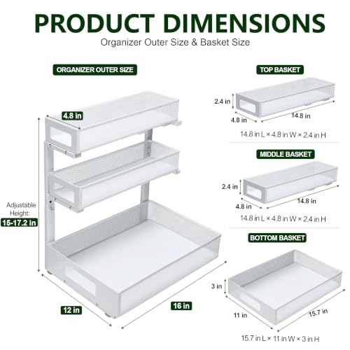 3 Tier Under Sink Organizer for Bathroom, Pull Out D | All Products - Image 3