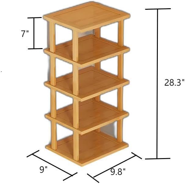 Bamboo Vertical Shoe Rack for Entryway,Narrow Shoe Rack Stackable,Minimalist Shoe Storage,5 Tier Standing Shoe Organizer for Garage Corner Bedroom Hallway(Bamboo Color,5-Tier)