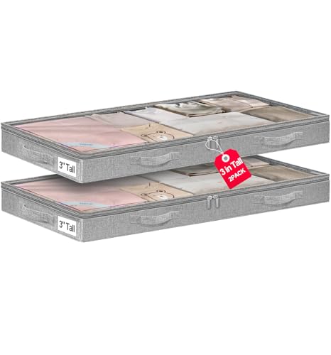 punemi 3 inch High Soft Low Profile Under Bed Storage Bins, 2 - Image 2