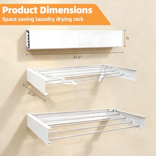 Wall Mount Clothes Drying Rack 32", 50lbs Capacity - Image 4