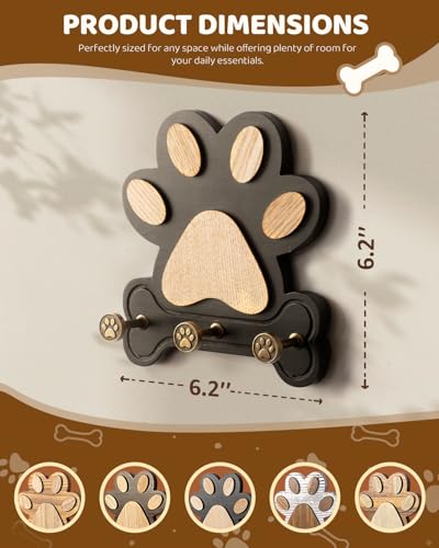 MTERSN Pine Wood Dog Leash Holder for Wall for Dog Walking - Image 3