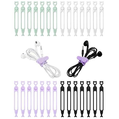 28 Pcs Silicone Cable Ties Reusable, Cable Cord Organizer Straps - Image 2