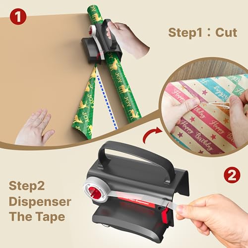 Wraprocut (2-Pack) Wheel Wrapping Paper Cutter & Tape - Image 3
