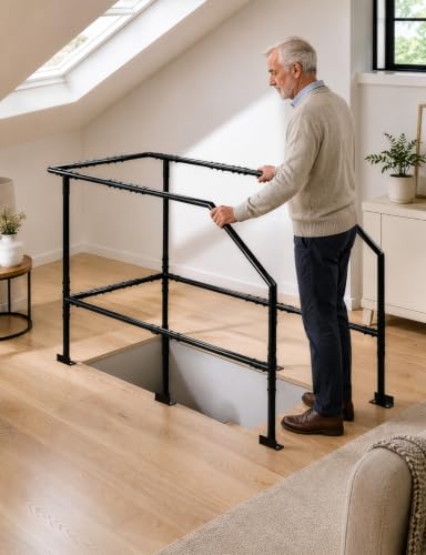 Attic Ladder Safety Railing, Adjustable 3-Sided Attic | Garage Storage - Image 4