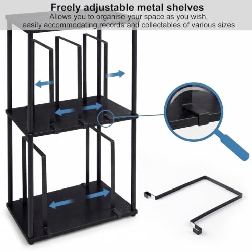 3-Tier Vinyl Record Black Storage Holder for Books | Home Organization - Image 6