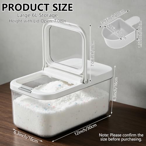 6L Laundry Detergent Dispenser with One-Press Lid & - Image 3